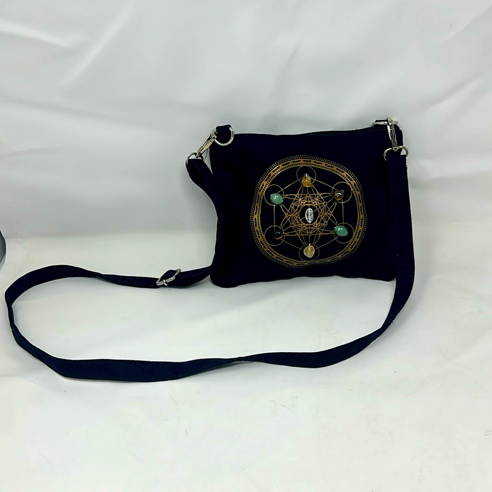 Sacred Geometry Wealth and Prosperity Crystal Grid Purse